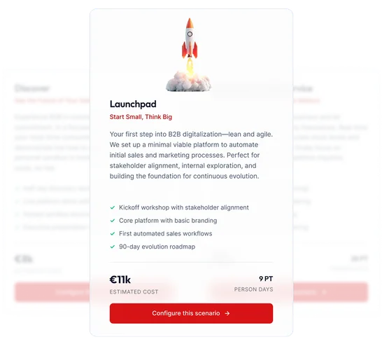 B2B starter kit concept with modular platform elements