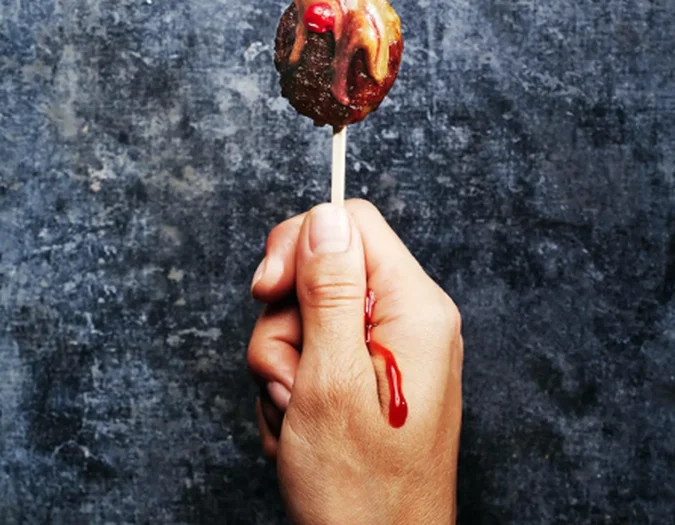 Ice cream on stick with flame effect