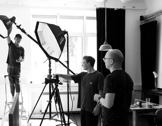 Black and white studio photography session