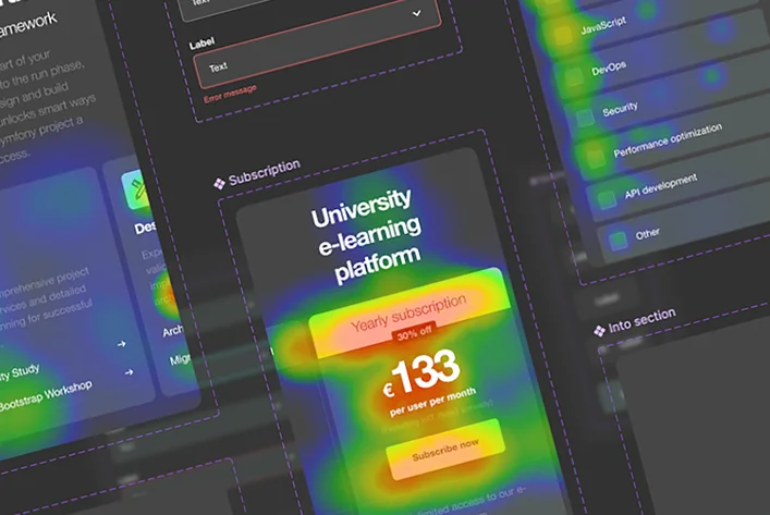 Mobile app UX/UI design with usability testing and heatmaps