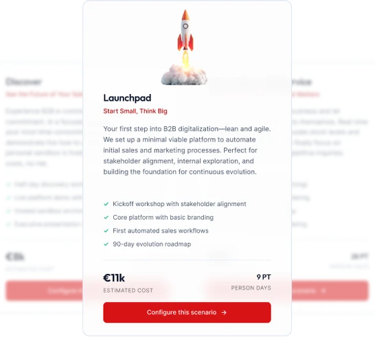 B2B starter kit concept with modular platform elements