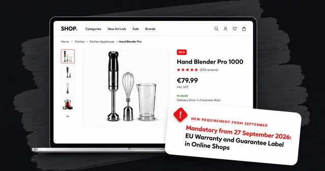 EU warranty label on a product page in an online shop