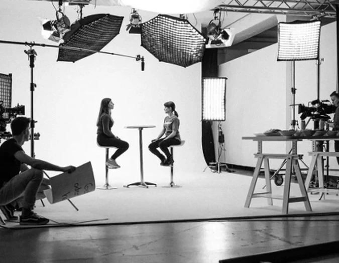 Behind-the-scenes photo production in studio