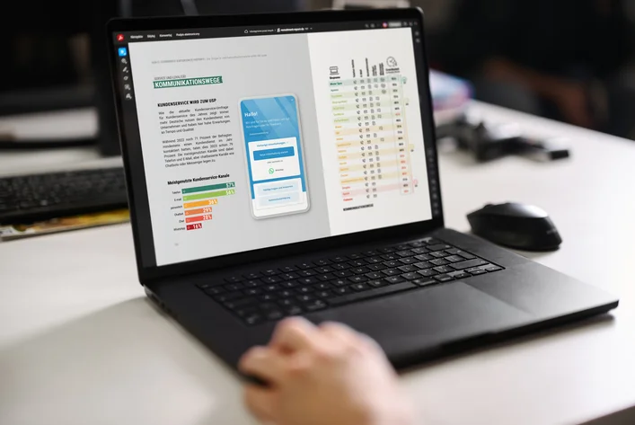 Customer experience analysis dashboard displayed on laptop