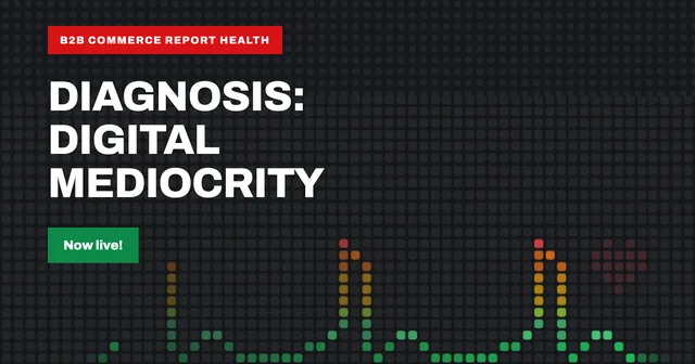 Insights overview of the B2B Commerce Report Health showing 14 findings from 64 tested B2B healthcare platforms